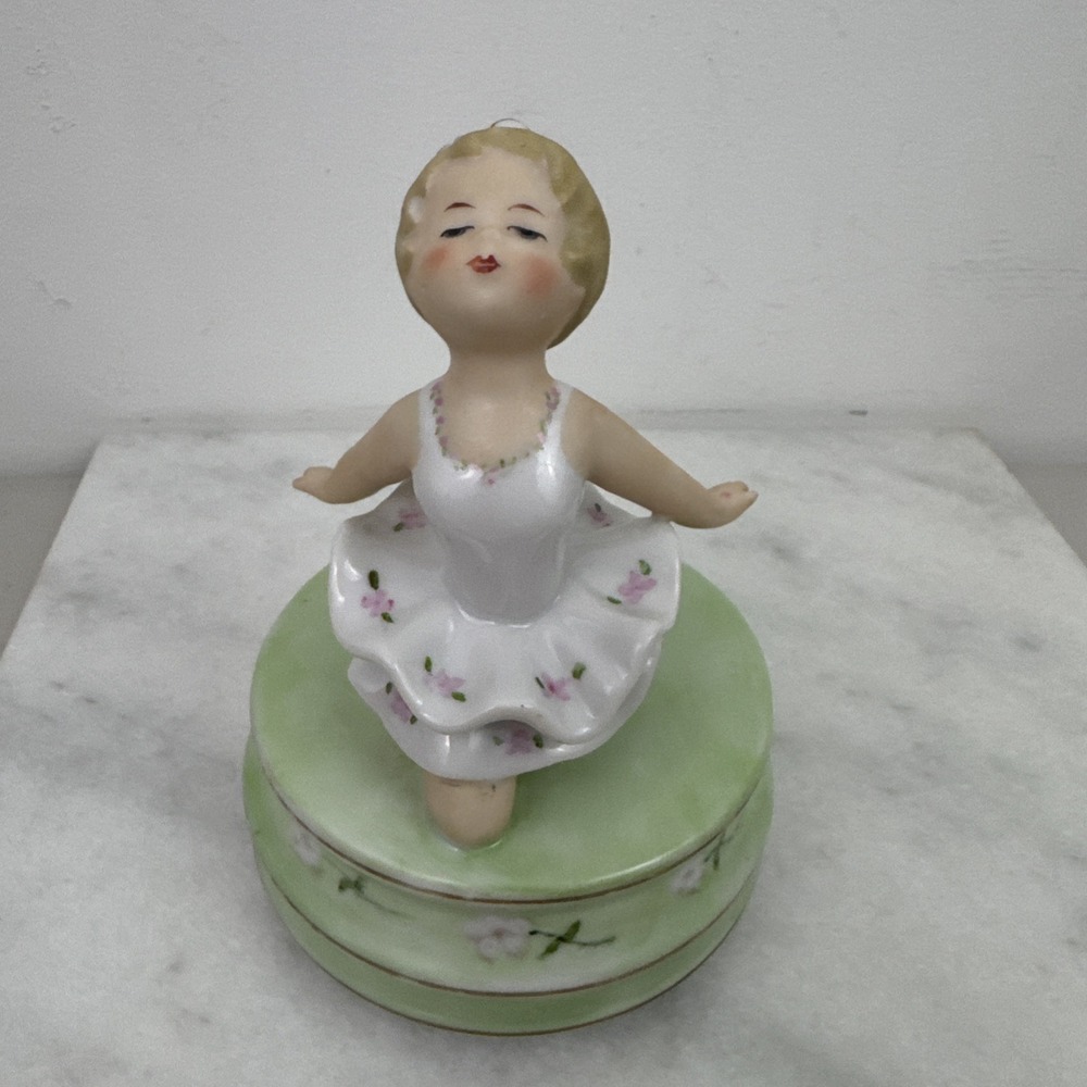 Vintage Schmid Bros. Ballerina Girl Figurine Moving Music Box Swan Lake